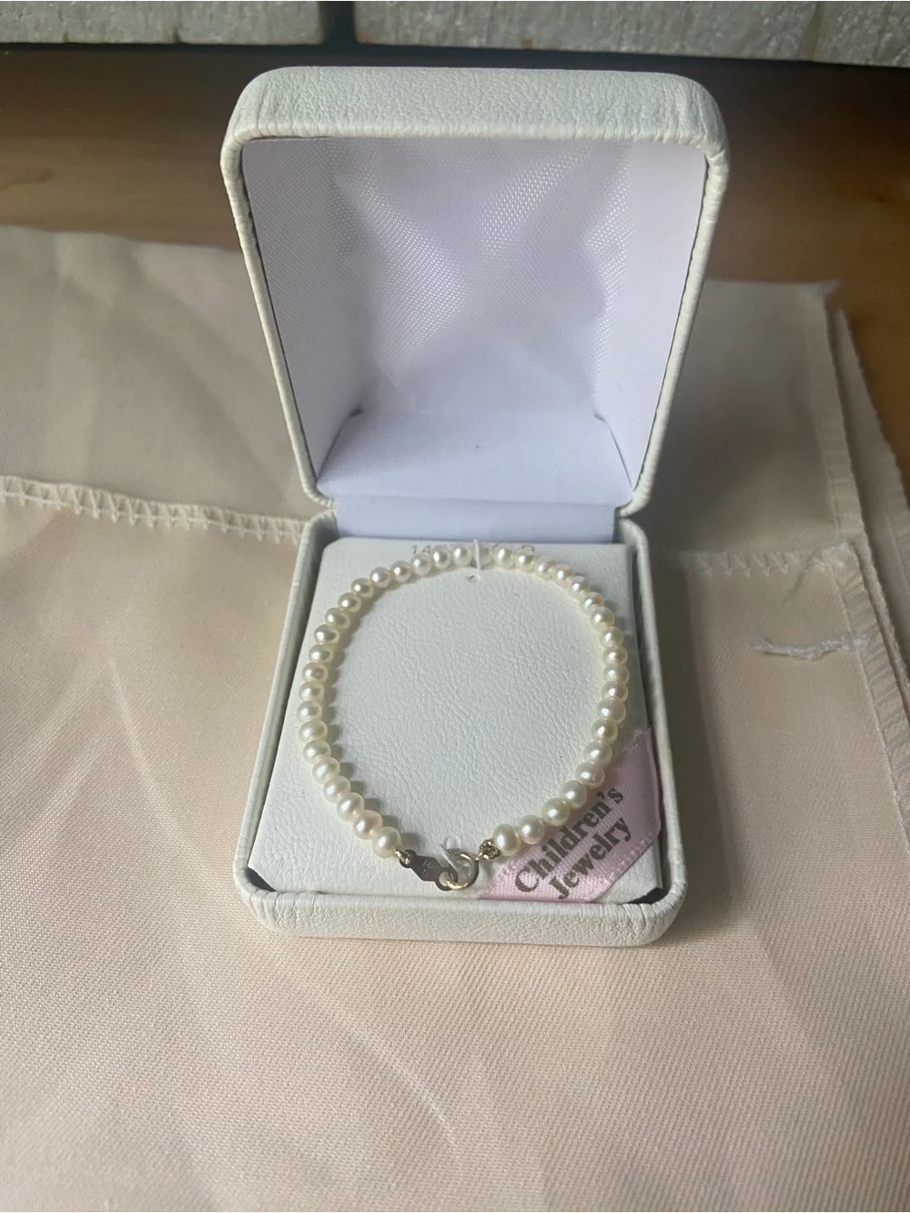 Child's Cultured Pearl Bracelet with 14kt Yellow Gold Bracelet